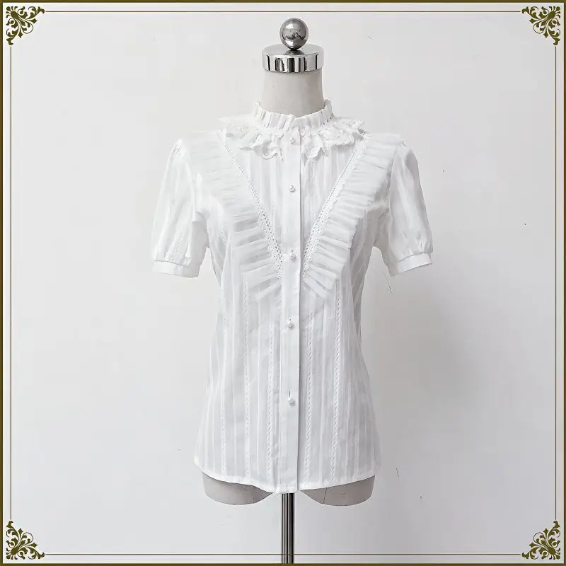 Summer Japanese Lolita Women's Shirt Retro Lantern Sleeve Short Sleeved Ruffle Edge Shirt Slim Y2k Tops Mujer Gothic Blouse
Summer Japanese Lolita Women's Shirt Retro Lantern Sleeve Short Sleeved Ruffle Edge Shirt Slim Y2k Tops Mujer Gothic Blouse