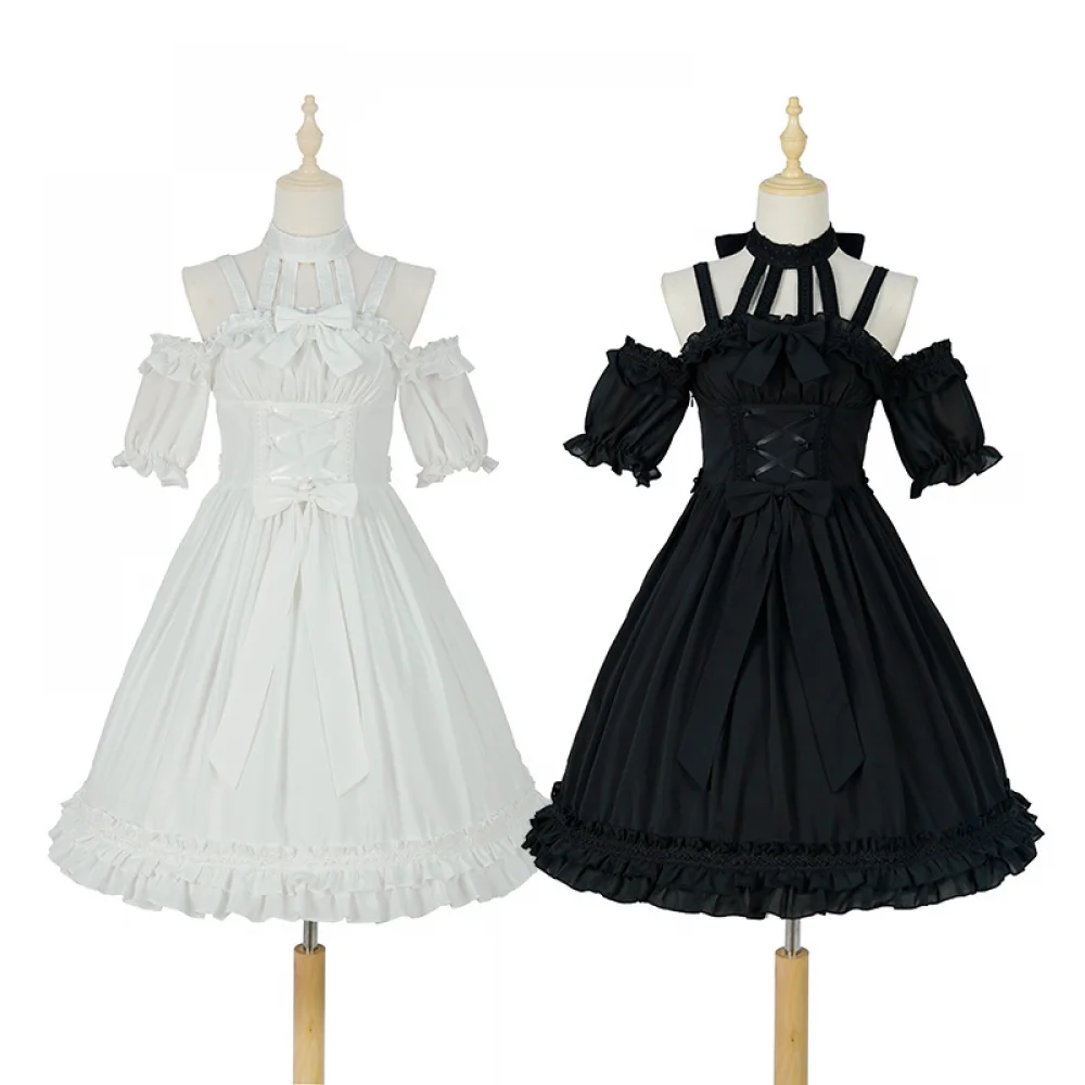 Women Gothic Lolita Short-Sleeved one-Piece Dress with Ruffled Bow for Halloween Christmas Party
Women Gothic Lolita Short-Sleeved one-Piece Dress with Ruffled Bow for Halloween Christmas Party