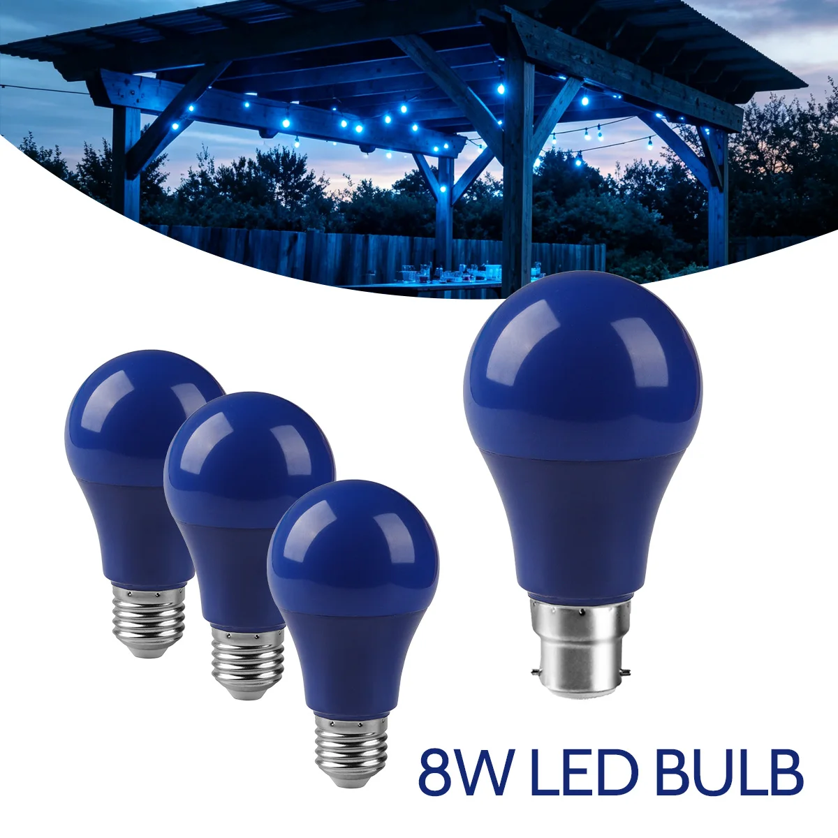 8W Blue Light LED Bulbs 640LM AC100 240V E27 B22 Decor Color Lamps for Bedroom Wedding Party Courtyard Garden Stage Decoration
8W Blue Light LED Bulbs 640LM AC100 240V E27 B22 Decor Color Lamps for Bedroom Wedding Party Courtyard Garden Stage Decoration