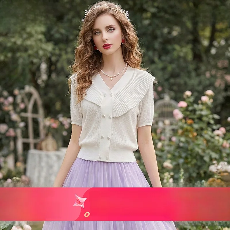 Sweet Lady Folded Design T-Shirt Women's Short Sleeve Summer Slimming Cardigan Top Casual Style Standard Fit Polyester Fabric
Sweet Lady Folded Design T-Shirt Women's Short Sleeve Summer Slimming Cardigan Top Casual Style Standard Fit Polyester Fabric