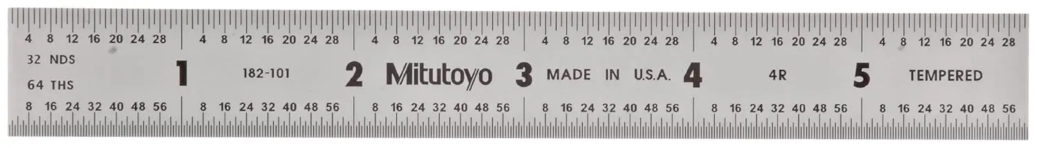 Steel Rule 6 Inch with 1/8, 1/16, 1/32, 1/64 Inch Graduations, Satin Chrome Finish Tempered Stainless Steel, Clear Easy Read
Steel Rule 6 Inch with 1/8, 1/16, 1/32, 1/64 Inch Graduations, Satin Chrome Finish Tempered Stainless Steel, Clear Easy Read