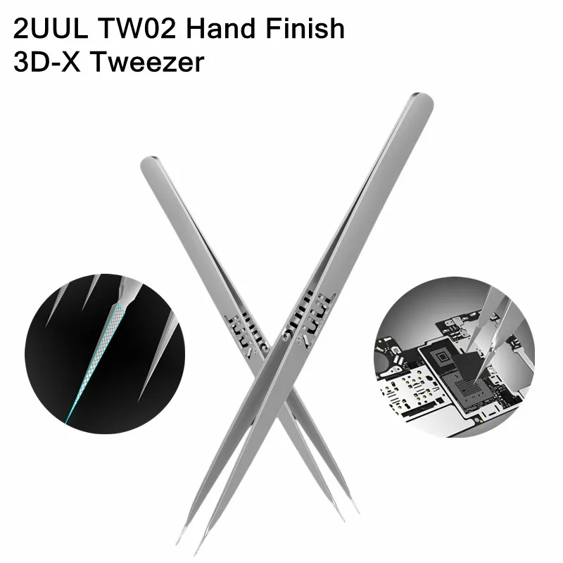 2UUL TW02 Hand-polished 3D-X Tweezers for Mobile Phone Repair Anti-slip Texture High Toughness Lightweight Motherboard Forceps
2UUL TW02 Hand-polished 3D-X Tweezers for Mobile Phone Repair Anti-slip Texture High Toughness Lightweight Motherboard Forceps