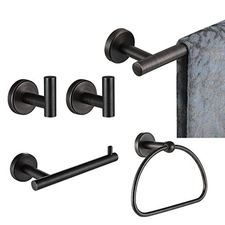 Bathroom Hardware Set 5-Piece Bath Accessories Set ORB Wall Mount includes 24 in Towel Bar 7 in Towel Ring Toilet Paper Holder
Bathroom Hardware Set 5-Piece Bath Accessories Set ORB Wall Mount includes 24 in Towel Bar 7 in Towel Ring Toilet Paper Holder