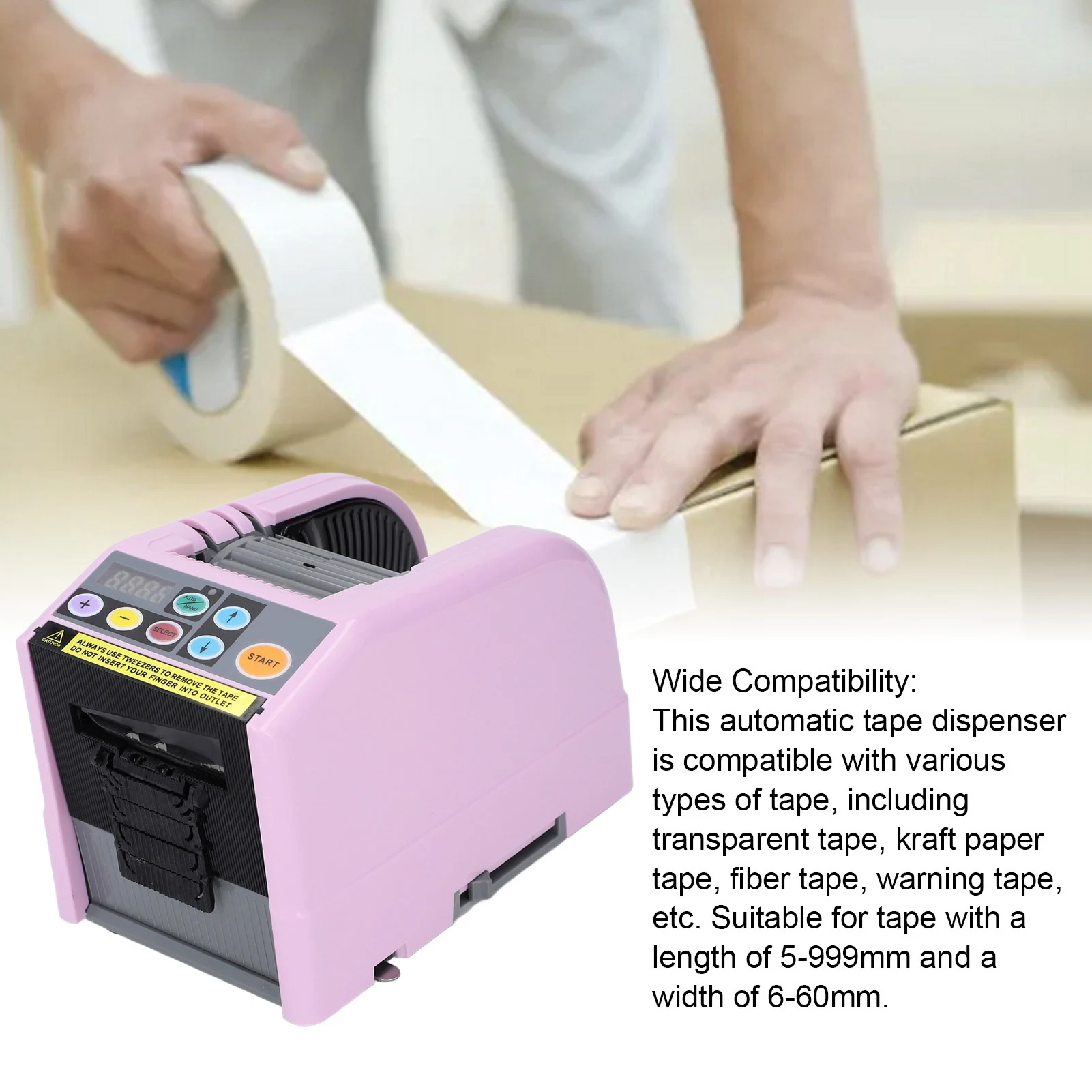 Automatic Tape Dispenser High Efficiency Preset and Memory Function Tape Cutting Machine for 5‑999mm Length 6‑60mm Width
Automatic Tape Dispenser High Efficiency Preset and Memory Function Tape Cutting Machine for 5‑999mm Length 6‑60mm Width