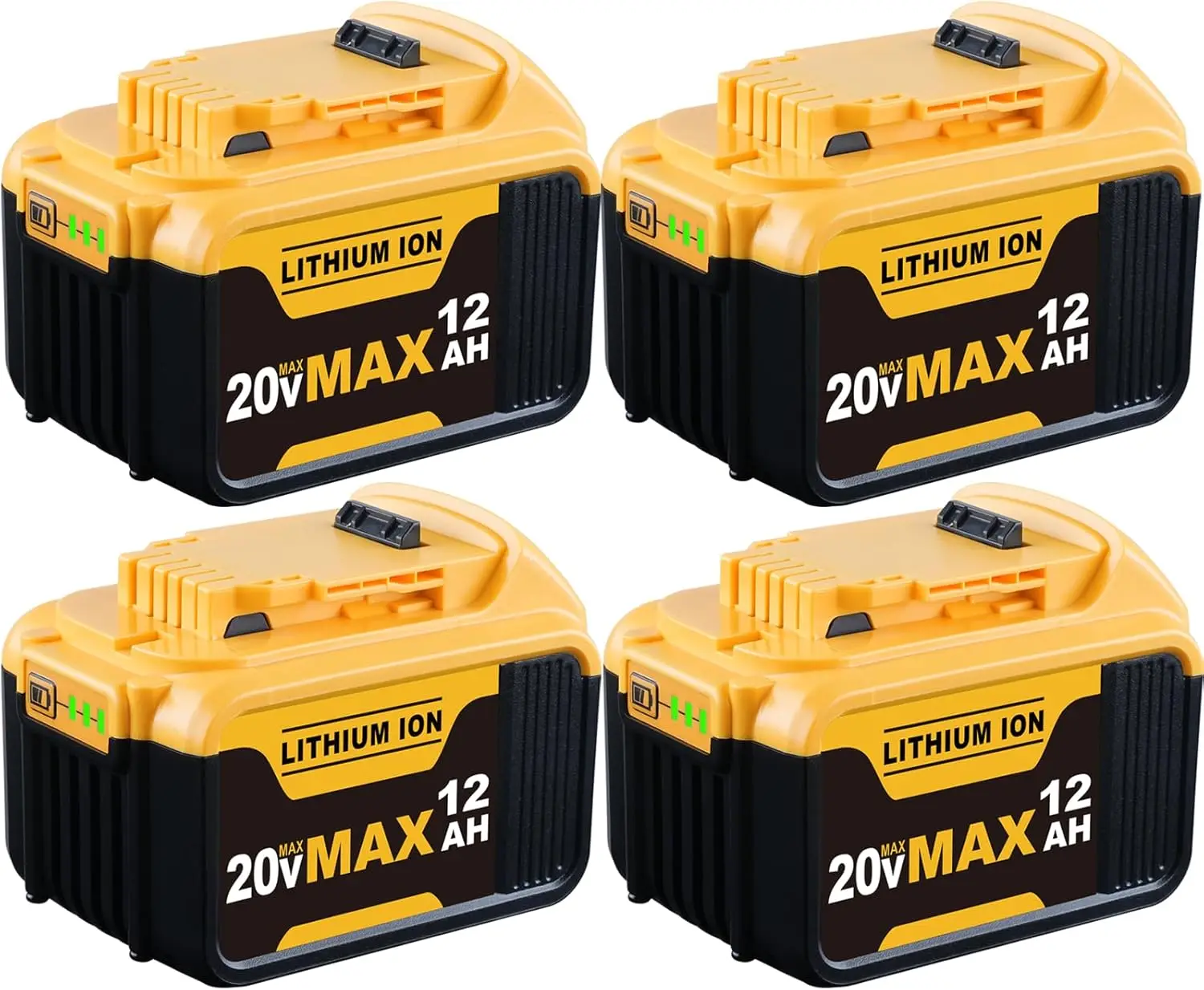 4-Pack 12.0Ah Lithium-ion Battery Replacement for DeWalt 20V MAX Power Tools, Compatible with DCB200-209 Models
4-Pack 12.0Ah Lithium-ion Battery Replacement for DeWalt 20V MAX Power Tools, Compatible with DCB200-209 Models