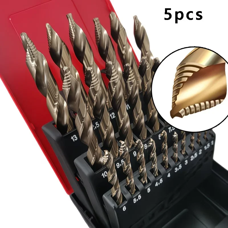 4/5/6/8/10mm 5PCS M35 HSS-E Cobalt Drill Bits Heavy Duty Step Twist Drill Kit for Hardened Steel & Iron Hole Drilling
4/5/6/8/10mm 5PCS M35 HSS-E Cobalt Drill Bits Heavy Duty Step Twist Drill Kit for Hardened Steel & Iron Hole Drilling
