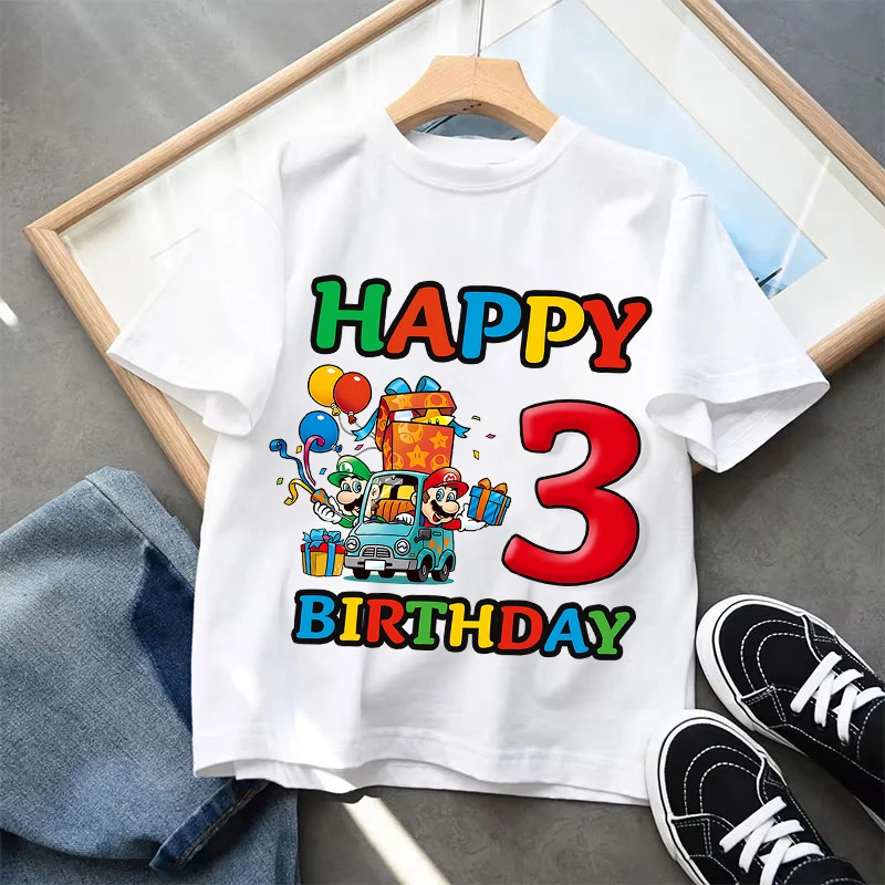Футболки Super Mario Bro для детей, рубашка с короткими рукавами и принтом номеров 1-10, летняя модная футболка для мальчиков и девочек, подарки
Футболки Super Mario Bro для детей, рубашка с короткими рукавами и принтом номеров 1-10, летняя модная футболка для мальчиков и девочек, подарки