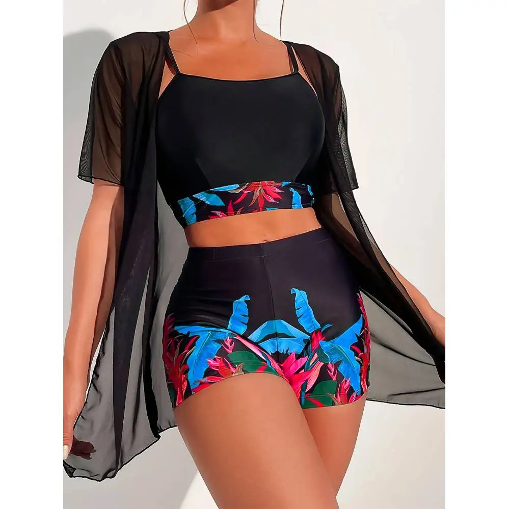 Cikini Summer Beach Tropical Print Bikini Set With Kimono 3 Pieces Swimwear Bathing Suit For Women
Cikini Summer Beach Tropical Print Bikini Set With Kimono 3 Pieces Swimwear Bathing Suit For Women