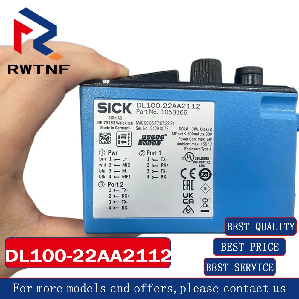 Brand New Genuine DL100-22AA2112 SICK Long-range laser distance sensor PROFINET communication 1058166,100% original
Brand New Genuine DL100-22AA2112 SICK Long-range laser distance sensor PROFINET communication 1058166,100% original