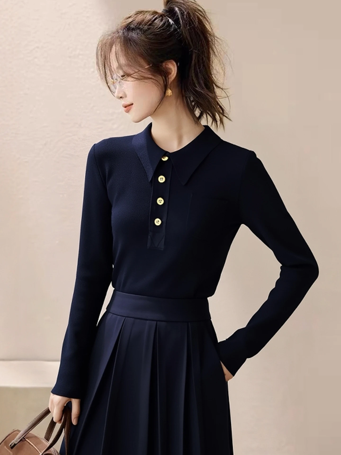 Chic Long Sve Crew Ne Knitwear Color Slim Fit Base irt Sli Commute Faionable Turn-down Collar Top
Chic Long Sve Crew Ne Knitwear Color Slim Fit Base irt Sli Commute Faionable Turn-down Collar Top