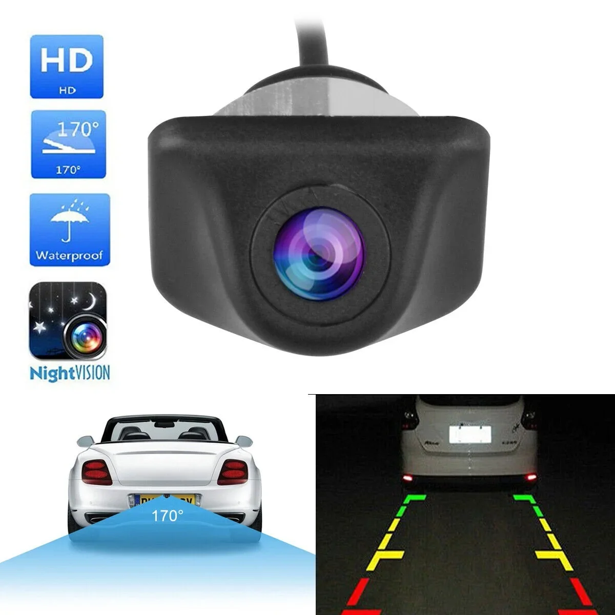 HD1080P 170º Car Rear View Reverse Backup Parking Camera Waterproof Night Vision
HD1080P 170º Car Rear View Reverse Backup Parking Camera Waterproof Night Vision