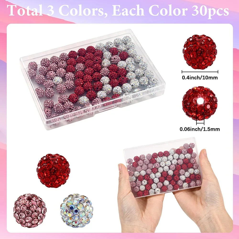 90Pcs 3 Styles Pave Disco Ball Beads Polymer Clay Rhinestone Beads Round Mixed Color 10mm Hole: 1.5mm 30pcs/style
90Pcs 3 Styles Pave Disco Ball Beads Polymer Clay Rhinestone Beads Round Mixed Color 10mm Hole: 1.5mm 30pcs/style