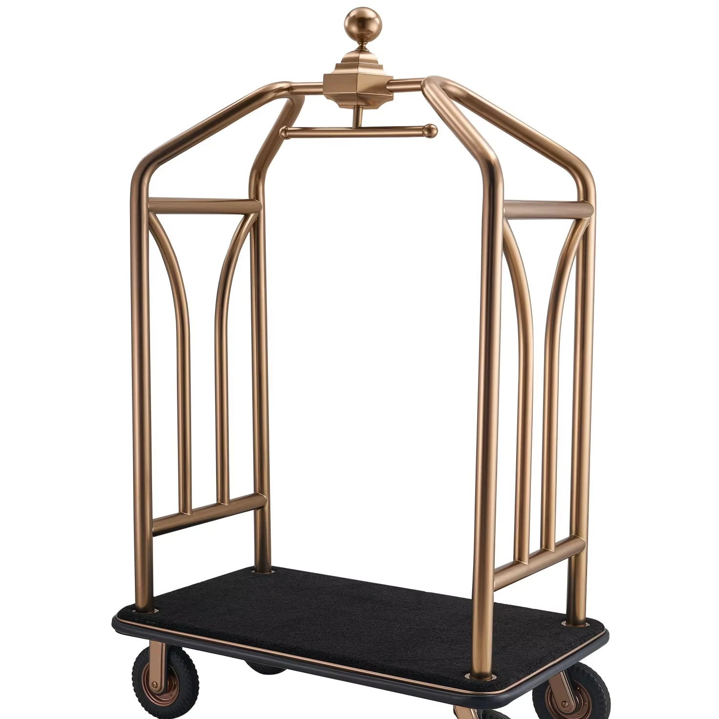 Modern Rose Gold Stainless Steel 4-Wheel Multi-Functional Hotel Luggage Trolley Cart for Supermarket & Bellman Use
Modern Rose Gold Stainless Steel 4-Wheel Multi-Functional Hotel Luggage Trolley Cart for Supermarket & Bellman Use