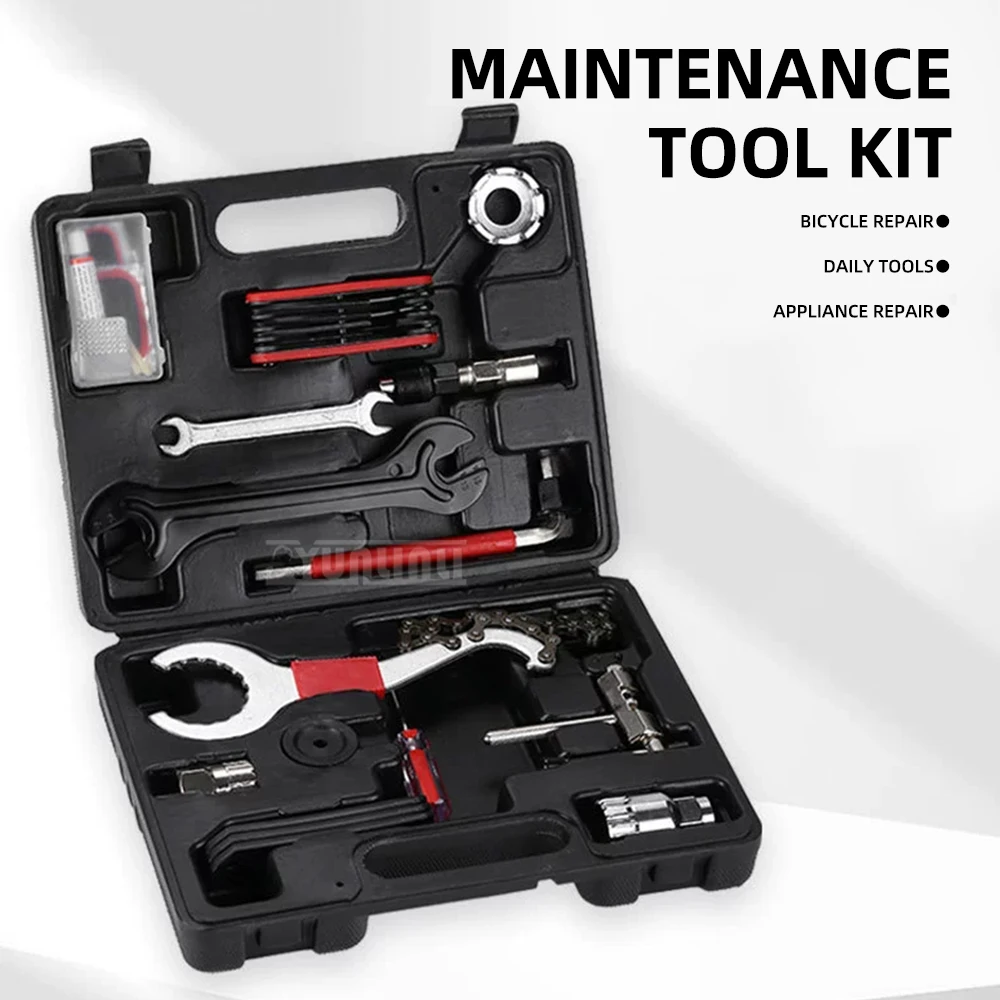 Набор инструментов для ремонта велосипеда, ключ для спиц, цепь, маховик, разборка центральной оси, оборудование для обслуживания велосипедного снаряжения
Набор инструментов для ремонта велосипеда, ключ для спиц, цепь, маховик, разборка центральной оси, оборудование для обслуживания велосипедного снаряжения