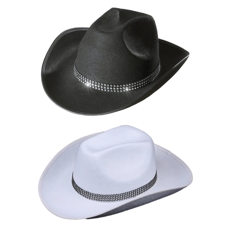 Adult Cowboy Hats with Shinning Rhinestones for Woman Western Cowboy Hat Model Show Hat with Adjustable Chin Strap Dropshipping 
Adult Cowboy Hats with Shinning Rhinestones for Woman Western Cowboy Hat Model Show Hat with Adjustable Chin Strap Dropshipping