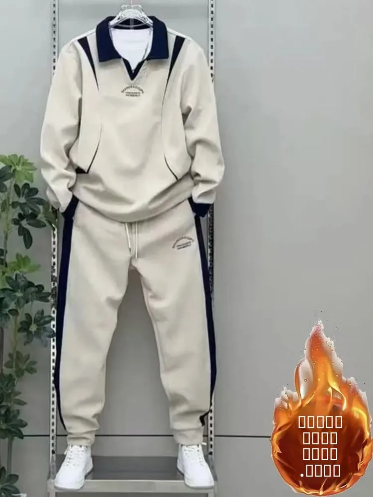 Men's Fleece Lined Thickened Sports Set Long Sleeve Hoodie Loose Straight Leg Pants Two Piece Casual Wear for Autumn Winter
Men's Fleece Lined Thickened Sports Set Long Sleeve Hoodie Loose Straight Leg Pants Two Piece Casual Wear for Autumn Winter
