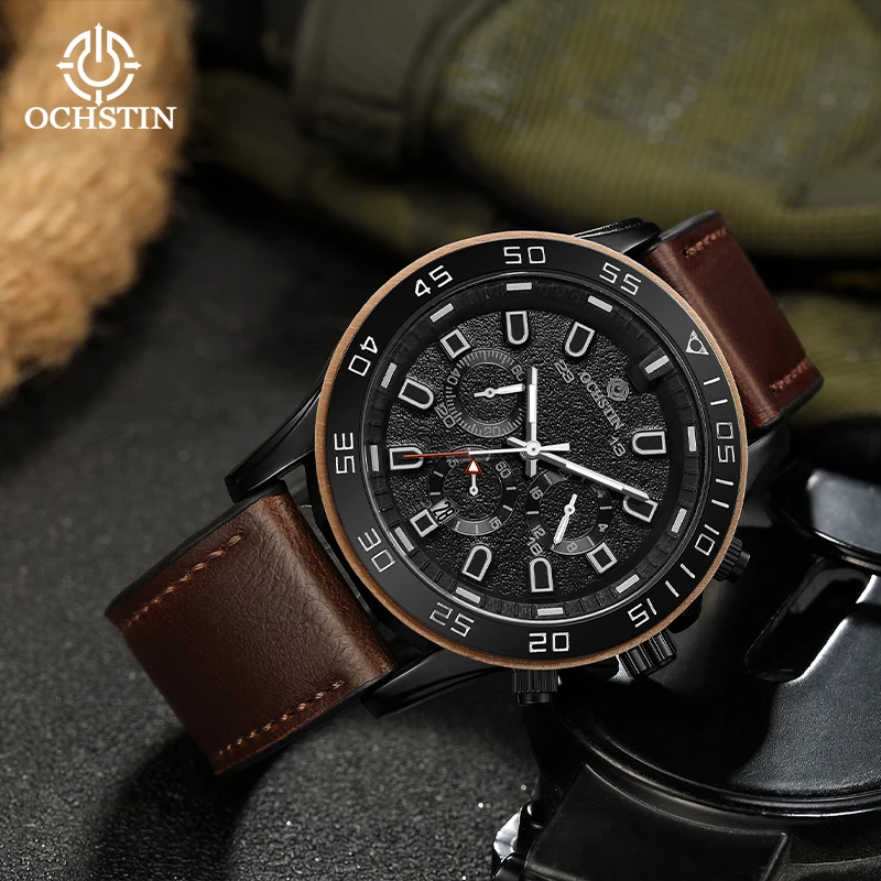 OCHSTIN Men's Pilot Series Leather Strap Multifunctional Quartz Movement Watches Male Waterproof Large Dials Luxury Clock
OCHSTIN Men's Pilot Series Leather Strap Multifunctional Quartz Movement Watches Male Waterproof Large Dials Luxury Clock