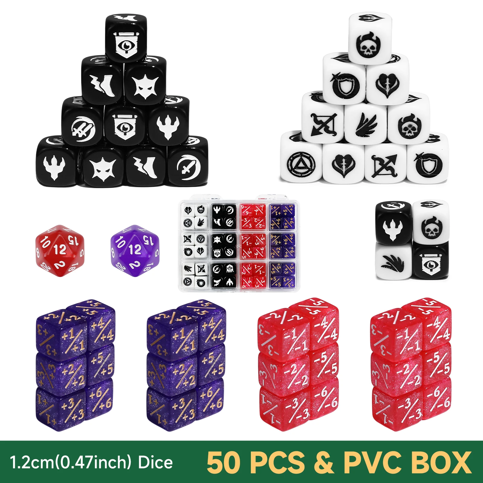 50PCS MTG Dice Life Counter 12mm Symbol Dice for Magic The Gathering CCG TCG Stats Card Gaming Accessories with Box
50PCS MTG Dice Life Counter 12mm Symbol Dice for Magic The Gathering CCG TCG Stats Card Gaming Accessories with Box