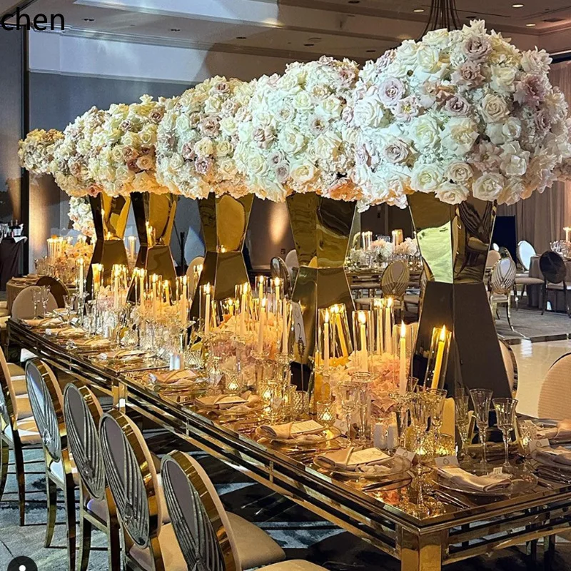Hxl wedding props golden stainless steel dining table flower arrangement ornaments
Hxl wedding props golden stainless steel dining table flower arrangement ornaments