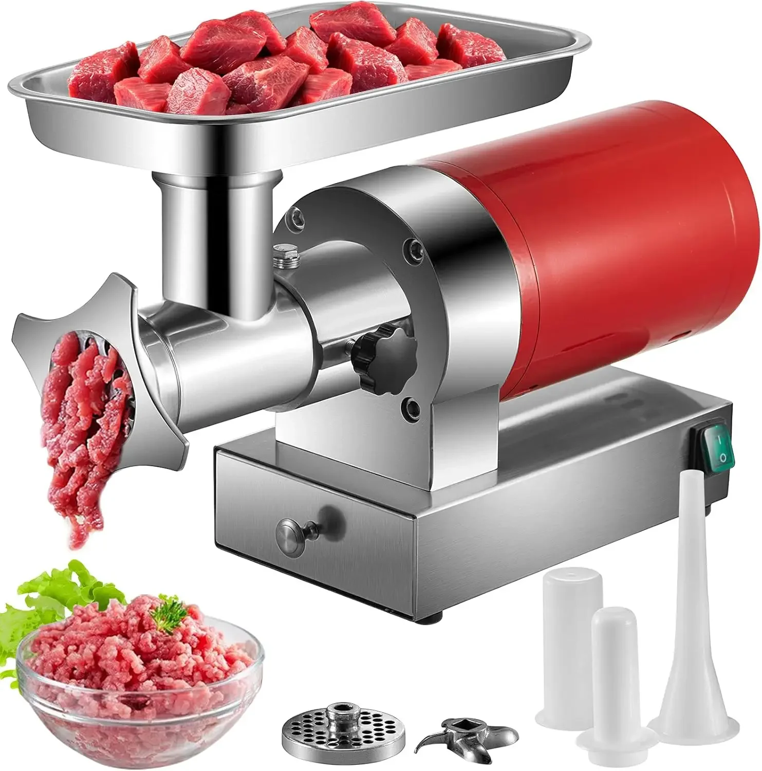 Electric Meat Grinder, 661 Lbs/Hour1100 W Meat Grinder Machine, 1.5 HP Electric Meat Mincer with 2 Grinding Plates, Sausage Kit
Electric Meat Grinder, 661 Lbs/Hour1100 W Meat Grinder Machine, 1.5 HP Electric Meat Mincer with 2 Grinding Plates, Sausage Kit