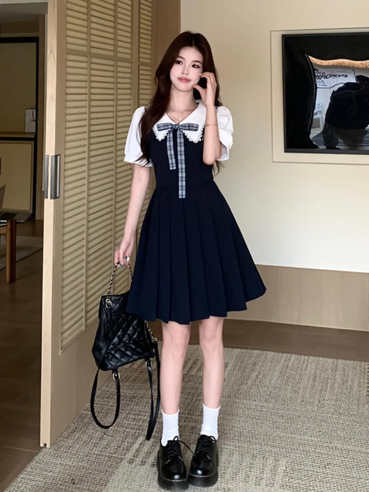 Summer New plus Size Academy Style Fake Two-Piece Dress Doll Collar Knot Short Sleeve Pleated Skirt Women's Clothing
Summer New plus Size Academy Style Fake Two-Piece Dress Doll Collar Knot Short Sleeve Pleated Skirt Women's Clothing