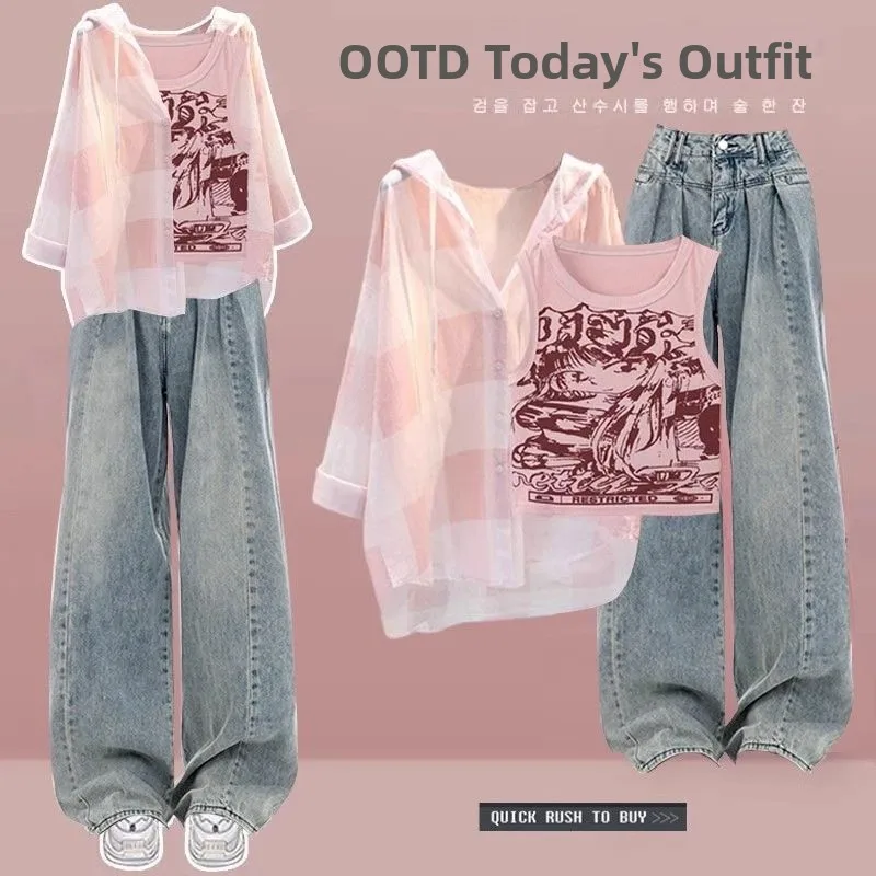 Модный летний комплект: джинсовая футболка с высокой талией и жилетка для защиты от солнца, новый дизайн 2025, женский костюм
Модный летний комплект: джинсовая футболка с высокой талией и жилетка для защиты от солнца, новый дизайн 2025, женский костюм