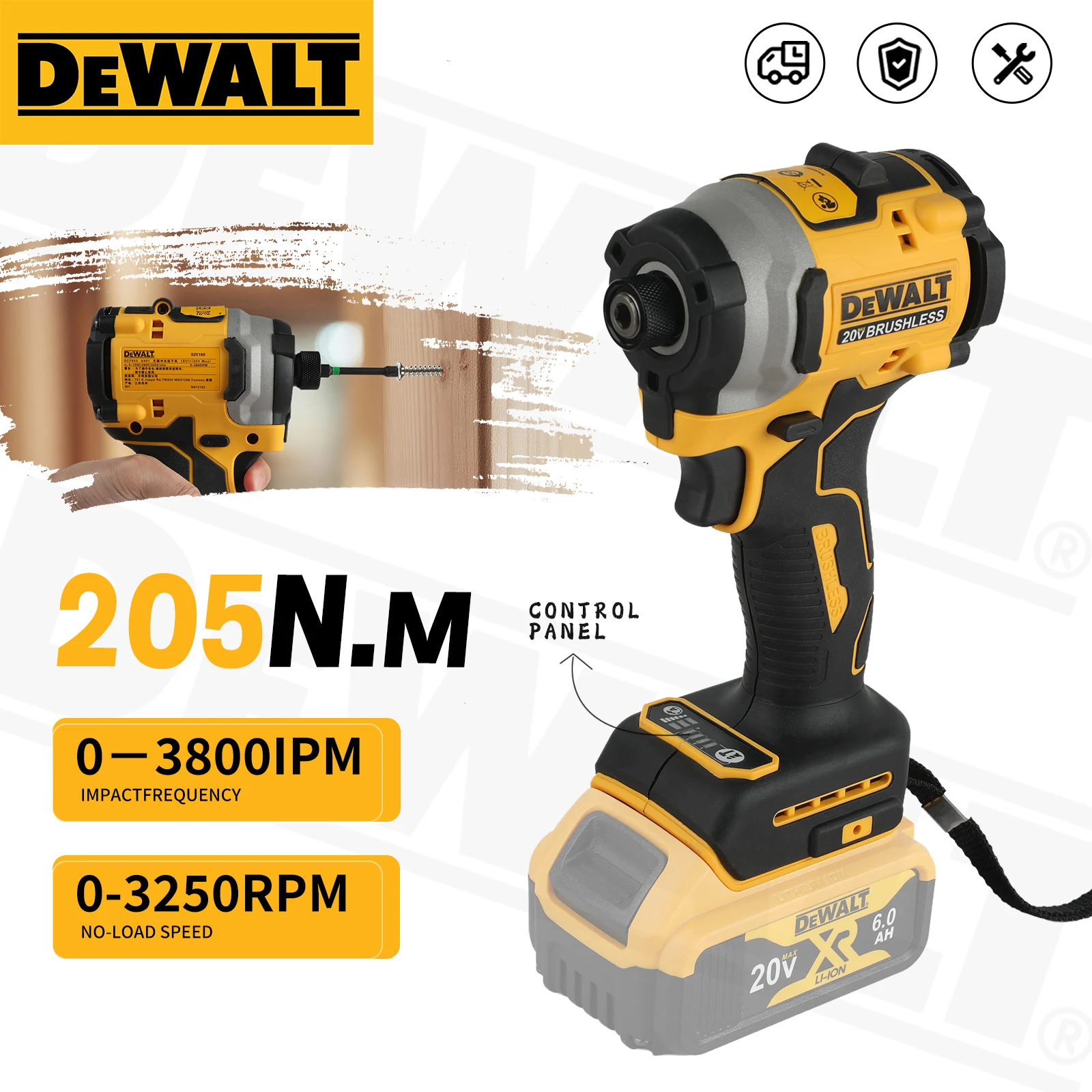 Аккумуляторный ударный шуруповерт DEWALT DCF850 20V, бесщеточный, с высоким крутящим моментом, без аккумулятора
Аккумуляторный ударный шуруповерт DEWALT DCF850 20V, бесщеточный, с высоким крутящим моментом, без аккумулятора