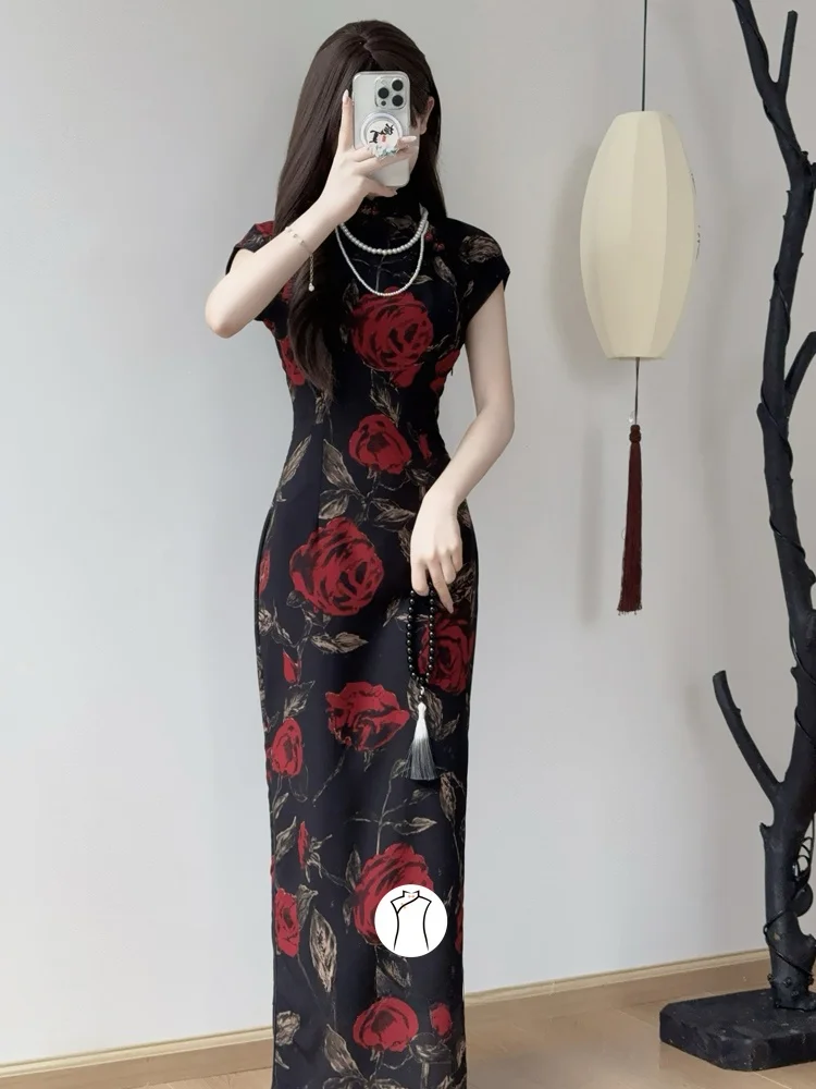 Rose Hot Love Long Qusi Silk f Open Collar New Chinese Sle Revised Slimming ort Sve Breathable Floral Pat...
Rose Hot Love Long Qusi Silk f Open Collar New Chinese Sle Revised Slimming ort Sve Breathable Floral Pat...