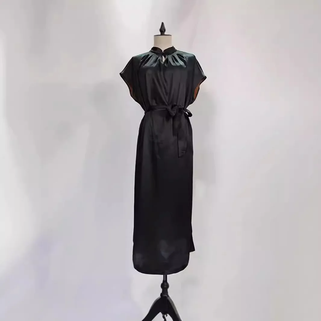 High Quality Silk Xiangyun Yarn Improved Chinese Long Dress Female Summer Stand Collar Sleeveless Real
High Quality Silk Xiangyun Yarn Improved Chinese Long Dress Female Summer Stand Collar Sleeveless Real