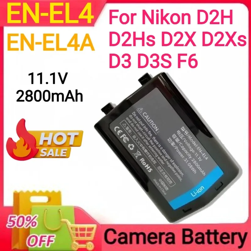 2800mAh EN-EL4 EL4A Camera Battery for Nikon D2H D2Hs D2X D2Xs D3 D3S F6 MH-21 ENEL4 ENEL4A EN EL4A EN EL4 Battery
2800mAh EN-EL4 EL4A Camera Battery for Nikon D2H D2Hs D2X D2Xs D3 D3S F6 MH-21 ENEL4 ENEL4A EN EL4A EN EL4 Battery