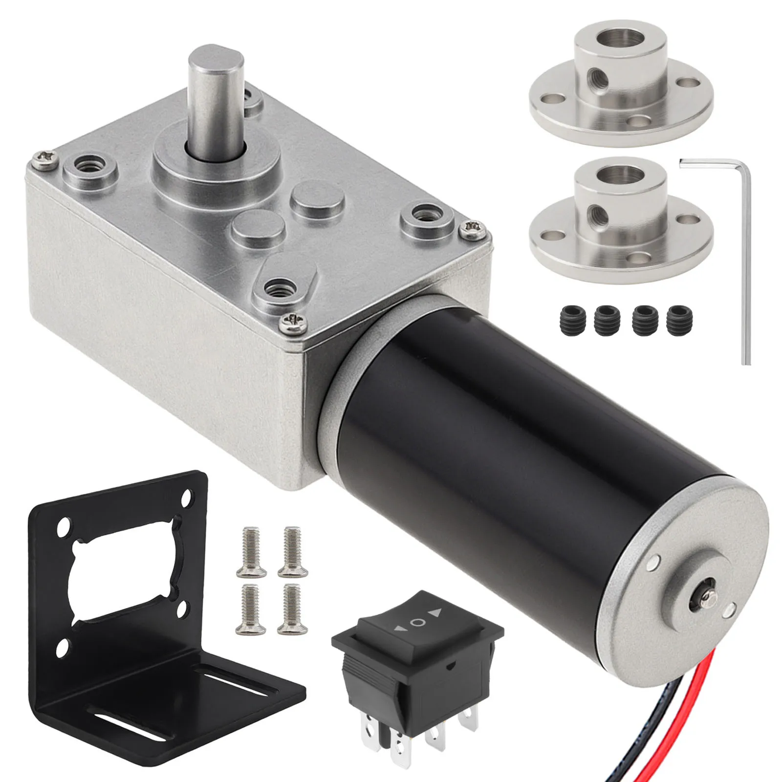 12V DC Worm Gear Motor Kit Turbine Electric Gear Box Motor Permanent Magnet Reduction Motor with Flange Coupling,Switch, Bracket
12V DC Worm Gear Motor Kit Turbine Electric Gear Box Motor Permanent Magnet Reduction Motor with Flange Coupling,Switch, Bracket
