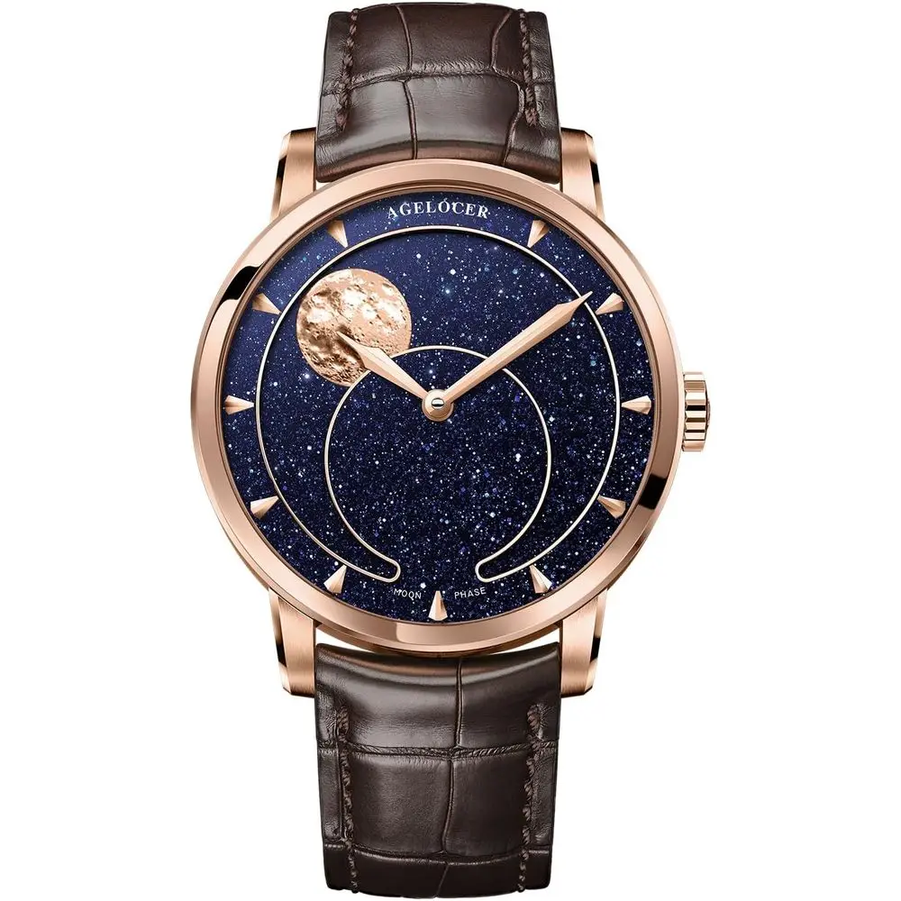 AGELOCER Роскошные автоматические механические часы, оригинальные мужские часы с 3D-индикацией фаз луны
AGELOCER Роскошные автоматические механические часы, оригинальные мужские часы с 3D-индикацией фаз луны