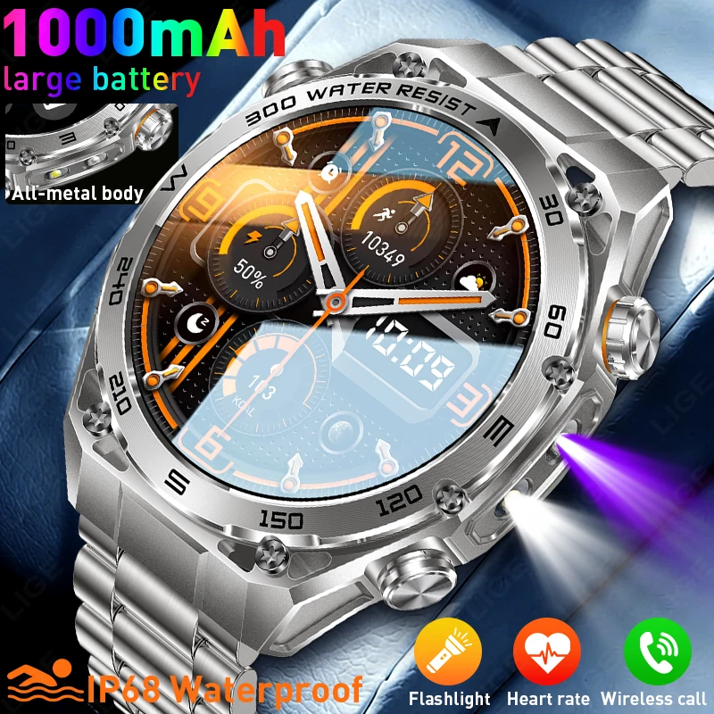 LIGE New 1000mAh Military Smart Watch Men 1.53" Screen IP68 Waterproof watches LED Flashlight UV Lamp Smartwatch For Android iOS
LIGE New 1000mAh Military Smart Watch Men 1.53" Screen IP68 Waterproof watches LED Flashlight UV Lamp Smartwatch For Android iOS