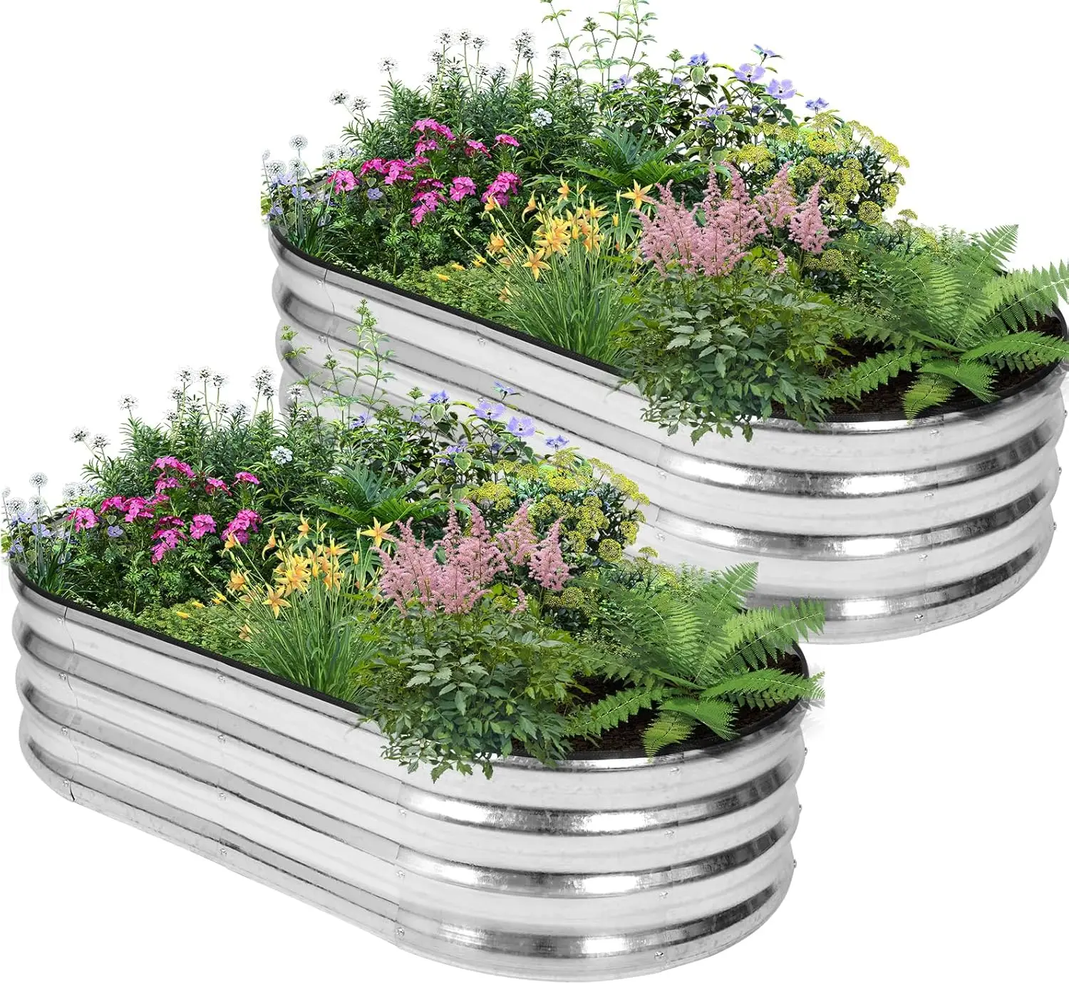 Galvanized Raised Garden Bed - 4×2×1ft (2 Packs) Planter Raised Beds for Gardening | Oval Metal Garden Planter Box with Safety E
Galvanized Raised Garden Bed - 4×2×1ft (2 Packs) Planter Raised Beds for Gardening | Oval Metal Garden Planter Box with Safety E