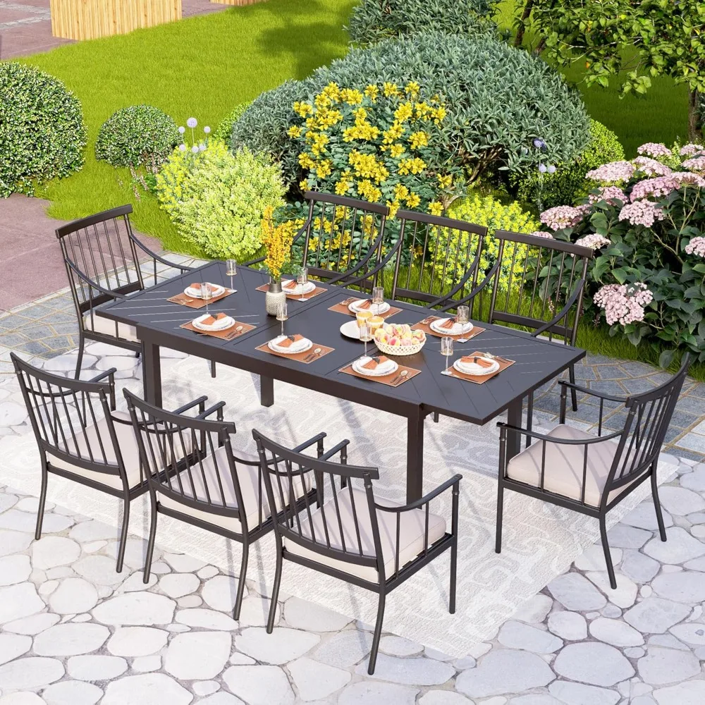 Outdoor Dining Table, Rectangle Extendable Dining Table for 6-8 Person, Metal Outdoor Table with Adjustable Legs for Garden Deck
Outdoor Dining Table, Rectangle Extendable Dining Table for 6-8 Person, Metal Outdoor Table with Adjustable Legs for Garden Deck