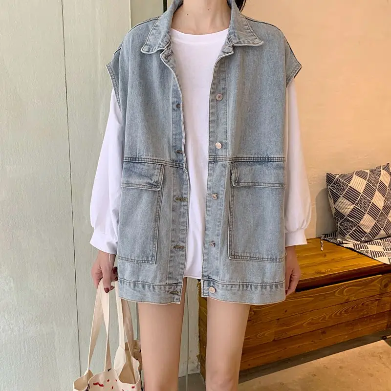 plus Size Workwear Denim Vest Women's Loose Casual Versatile Jacket with Big Pockets Spring Autumn High Waist Collar
plus Size Workwear Denim Vest Women's Loose Casual Versatile Jacket with Big Pockets Spring Autumn High Waist Collar