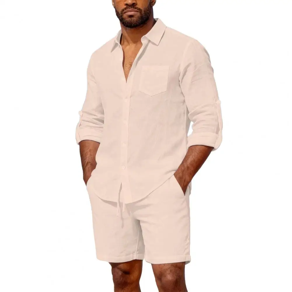 Linen Two-piece Wear Women’s Two-piece Outfit Set Lapel Long Sleeve Shirt Top Elastic Mid-rise Shorts Beachwear Summer
Linen Two-piece Wear Women’s Two-piece Outfit Set Lapel Long Sleeve Shirt Top Elastic Mid-rise Shorts Beachwear Summer