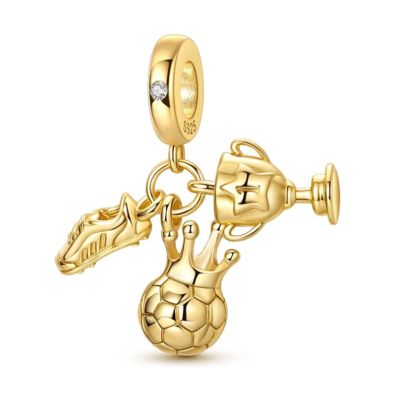 925 Sterling Silver Crown Football Trophy Charms Bead CZ Zircon Golden Dangle Fit Original Bracelet DIY Women Jewelry Gift 
925 Sterling Silver Crown Football Trophy Charms Bead CZ Zircon Golden Dangle Fit Original Bracelet DIY Women Jewelry Gift