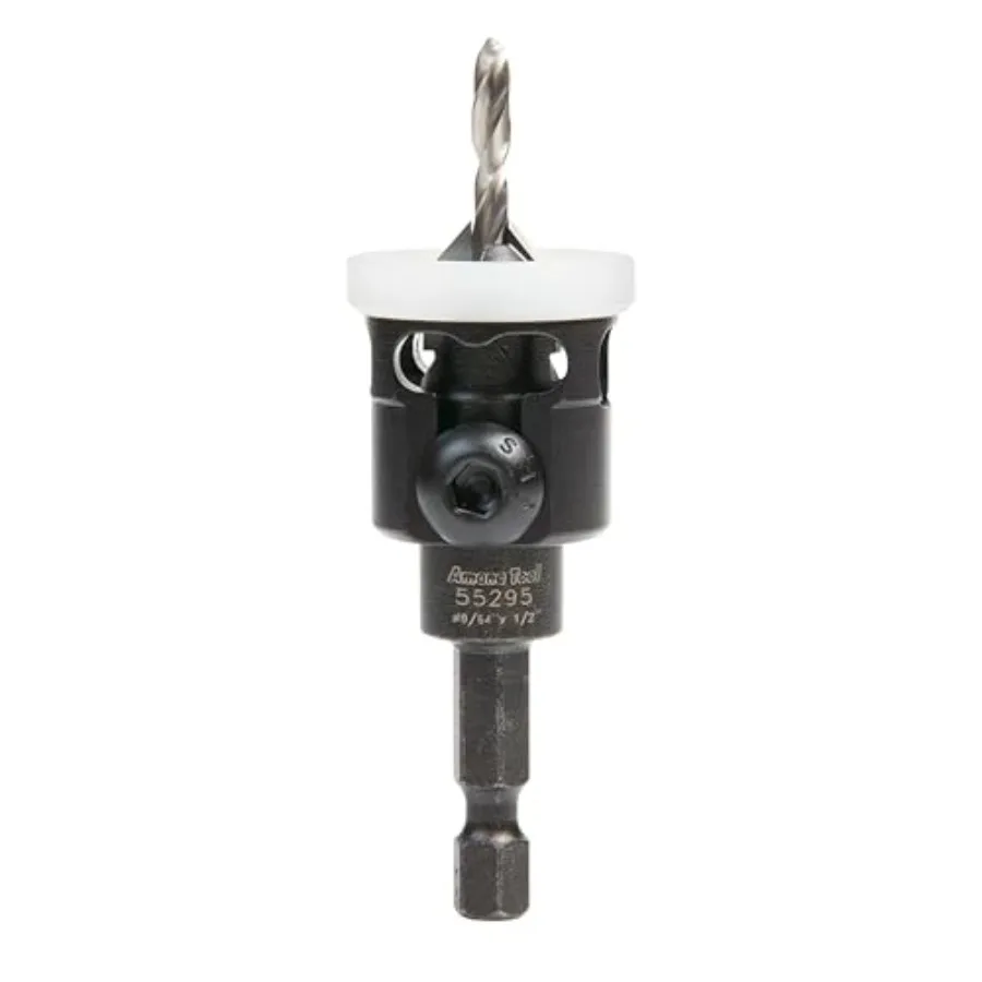 82 Degree Countersink with Adjustable Low Friction Drill Bit Depth Stop 55295 1/2 D x 9/64 Drill D x 1/4 Inch Quick Release Hex
82 Degree Countersink with Adjustable Low Friction Drill Bit Depth Stop 55295 1/2 D x 9/64 Drill D x 1/4 Inch Quick Release Hex