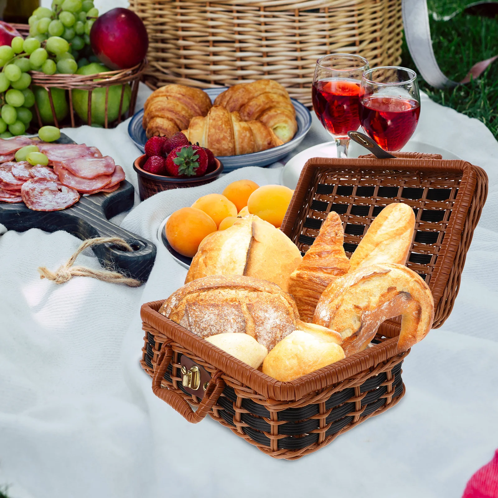Imitation Rattan Suitcase Storage Boxes Decorative Picnic Basket Pp Luggage Party Favors
Imitation Rattan Suitcase Storage Boxes Decorative Picnic Basket Pp Luggage Party Favors