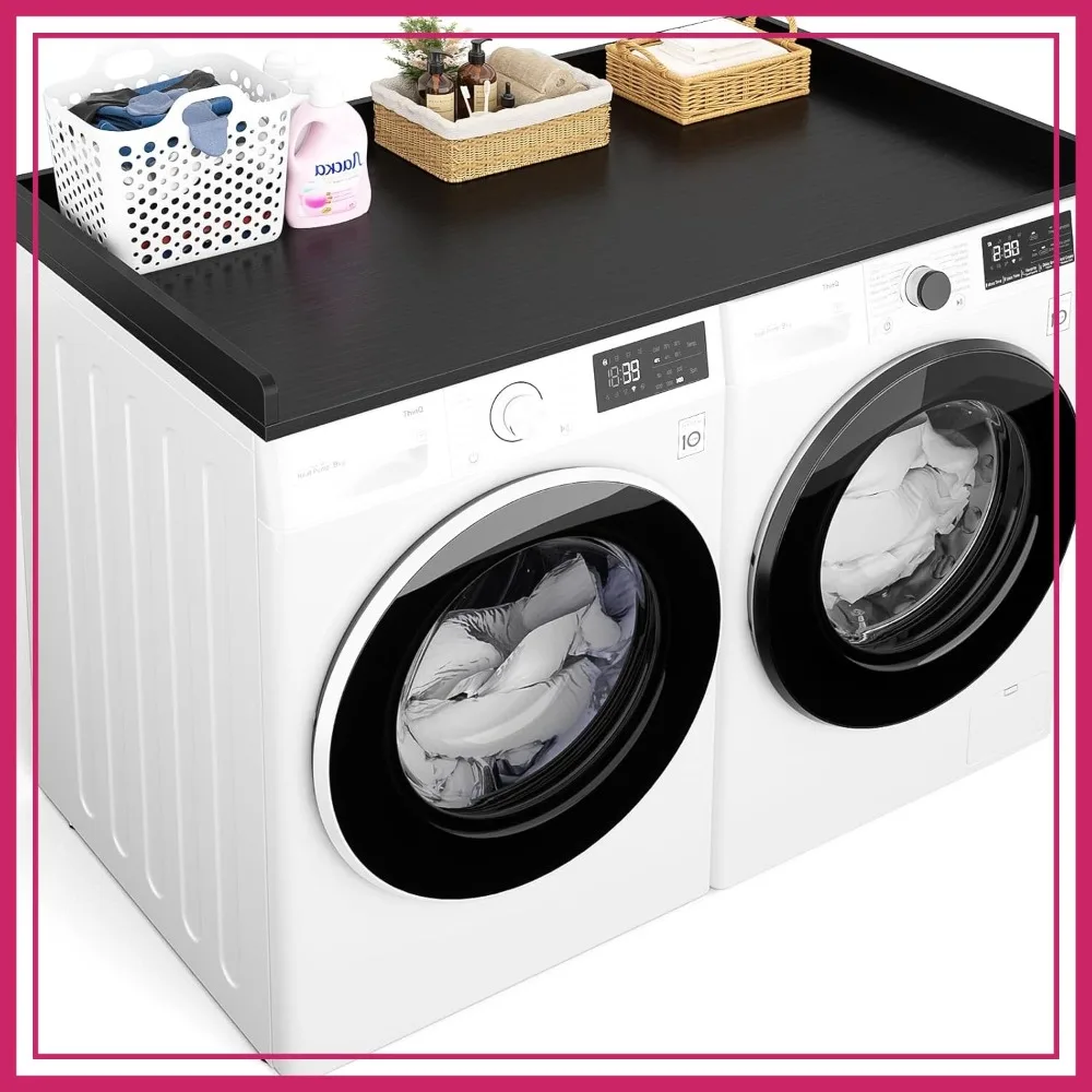 Countertop Washer and Dryer, Laundry Room Organizer with Non-Slip Pads, Wood Shelf Topper with Round Corner Edge Rails, Folding Design, 54" W x 27.5" D, Black
Countertop Washer and Dryer, Laundry Room Organizer with Non-Slip Pads, Wood Shelf Topper with Round Corner Edge Rails, Folding Design, 54" W x 27.5" D, Black