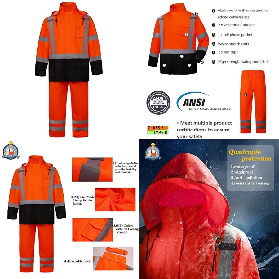 SRsafety High Visibility Rain Gear, Class 3 High Visibility Work Rain Gear for Men, Construction Rain Suits
SRsafety High Visibility Rain Gear, Class 3 High Visibility Work Rain Gear for Men, Construction Rain Suits