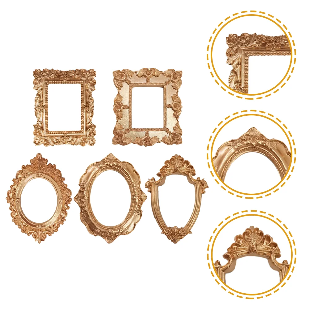 5 Pcs Mini Photo Frame Vintage Decor Retro Picture Ornament Resin Black Gold Frames Toy Small
5 Pcs Mini Photo Frame Vintage Decor Retro Picture Ornament Resin Black Gold Frames Toy Small