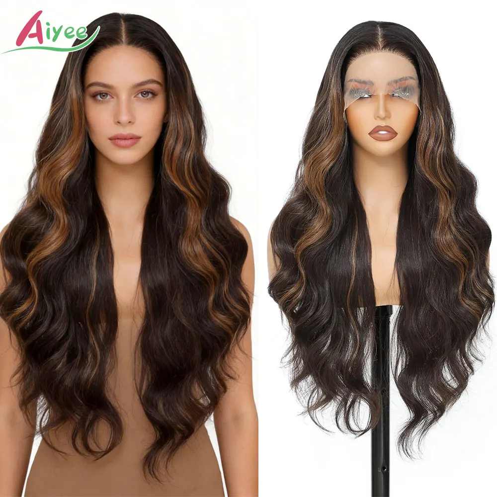 AIYEE 30 Inch 13x4 Wavy Lace Front Wig Synthetic Hair Cosplay Hairpiece For Women 320g Balayage Brown With Ash Blonde Highlights
AIYEE 30 Inch 13x4 Wavy Lace Front Wig Synthetic Hair Cosplay Hairpiece For Women 320g Balayage Brown With Ash Blonde Highlights