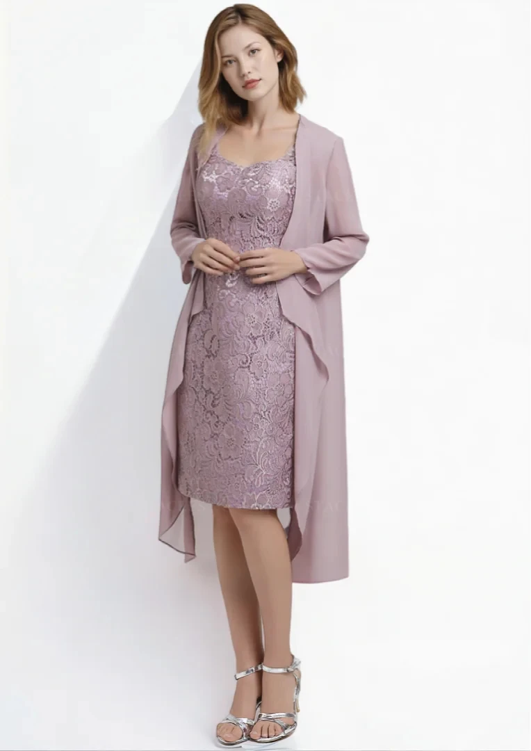 Fashion Sheath Mother of the Bride Dress Sweetheart Neckline Long Sleeve Jacket Knee-Length Evening Dress 2025 Free Customized
Fashion Sheath Mother of the Bride Dress Sweetheart Neckline Long Sleeve Jacket Knee-Length Evening Dress 2025 Free Customized