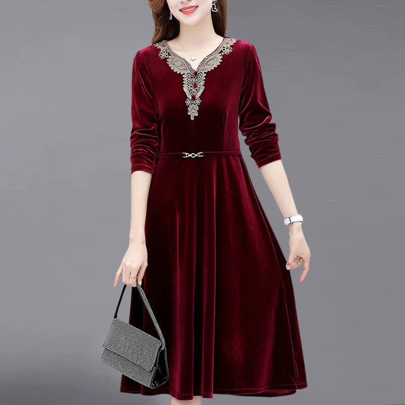 Autumn Velvet Dr Long Sve Materni Midi Dr Casual Sle A-Line Skirt for Middle-Aged Women Faionable New 2025
Autumn Velvet Dr Long Sve Materni Midi Dr Casual Sle A-Line Skirt for Middle-Aged Women Faionable New 2025
