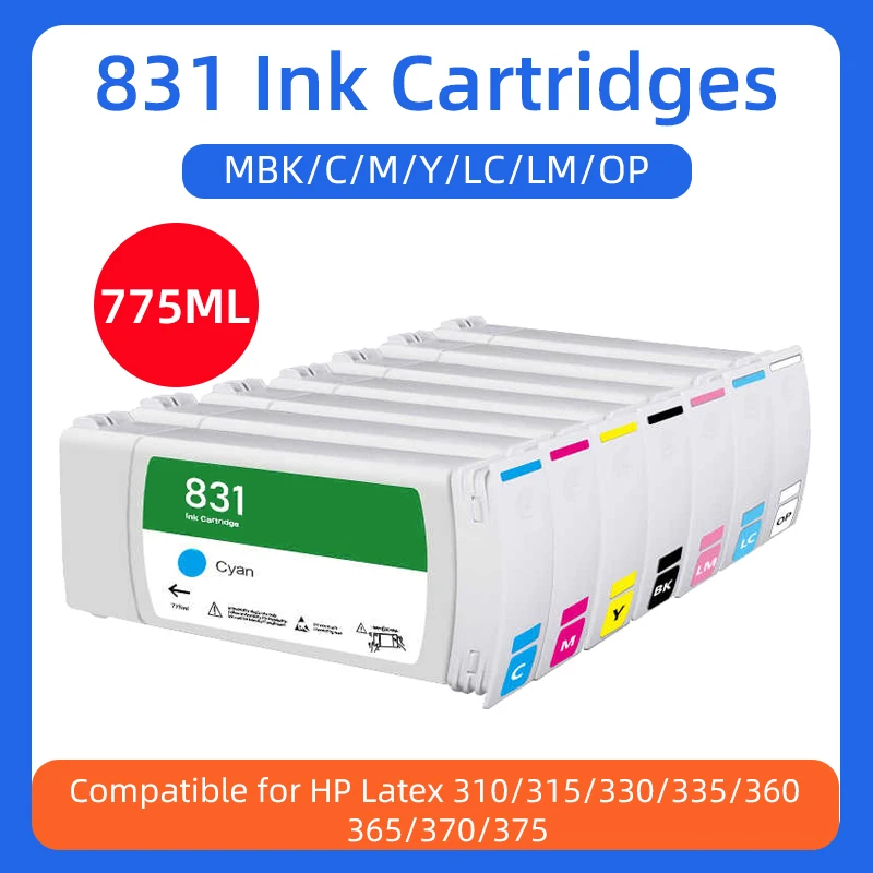 775ML/PC Compatible For HP 831 Ink Cartridge with Latex Ink For HP 110 115 310 315 330 335 360 365 370 560 570 L360 L365 Printer
775ML/PC Compatible For HP 831 Ink Cartridge with Latex Ink For HP 110 115 310 315 330 335 360 365 370 560 570 L360 L365 Printer