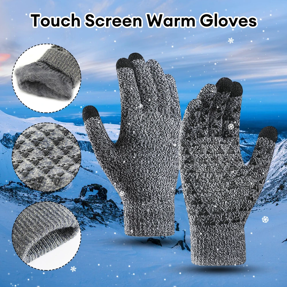 1 Pair Winter Warm Gloves Anti-slip Screen Touching Knitted Material Hand Gloves Soft Knit Lining Thermal Mitten for Cycling
1 Pair Winter Warm Gloves Anti-slip Screen Touching Knitted Material Hand Gloves Soft Knit Lining Thermal Mitten for Cycling