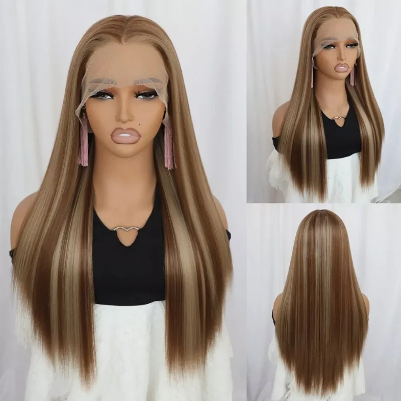 Free Part Synthetic Lace Front Wig Brown Straight Wig 13×4 Synthetic Glueless Wig Mix Blonde Wig High Quality Natural Lace Wig
Free Part Synthetic Lace Front Wig Brown Straight Wig 13×4 Synthetic Glueless Wig Mix Blonde Wig High Quality Natural Lace Wig