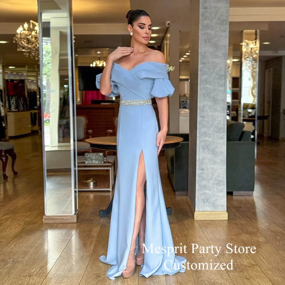 Пыльно-синее платье русалки для выпускного вечера с рукавами принцессы по индивидуальному заказу, V-образным вырезом и бисером, с разрезом и скользящим шлейфом, вечернее платье, вечерние платья 
Пыльно-синее платье русалки для выпускного вечера с рукавами принцессы по индивидуальному заказу, V-образным вырезом и бисером, с разрезом и скользящим шлейфом, вечернее платье, вечерние платья